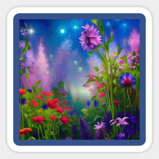 Beautiful Flowers On A Magical Night Sticker